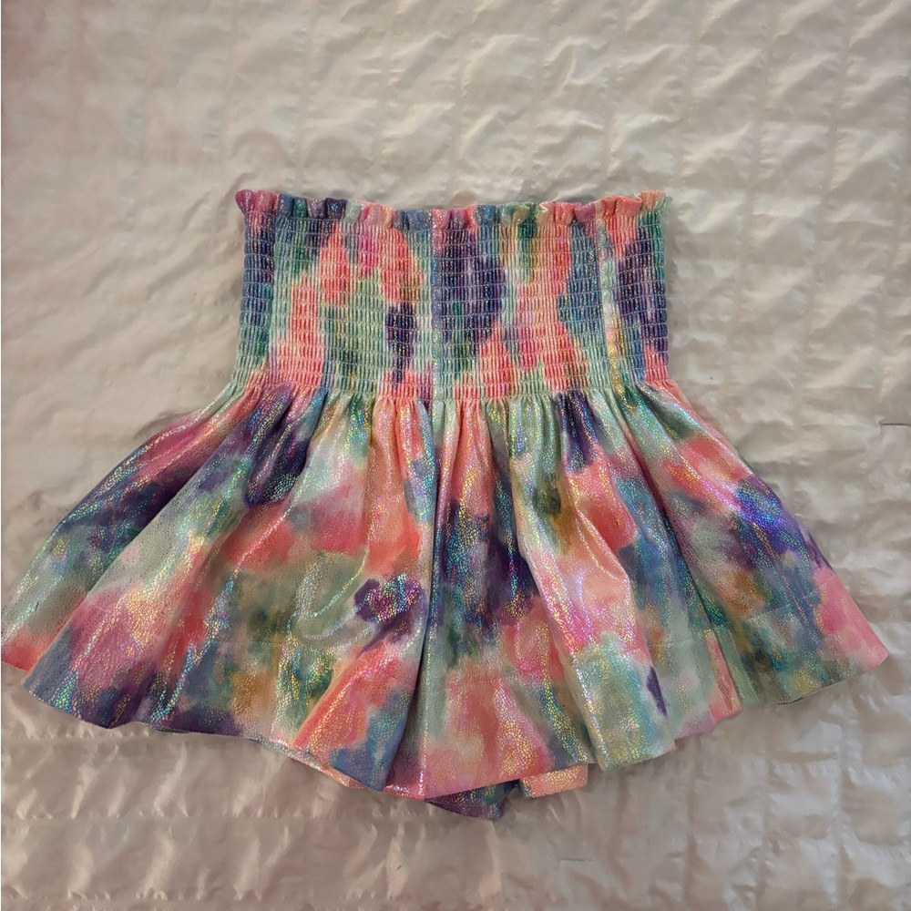 QOS Leather Rainbow Swing Shorts